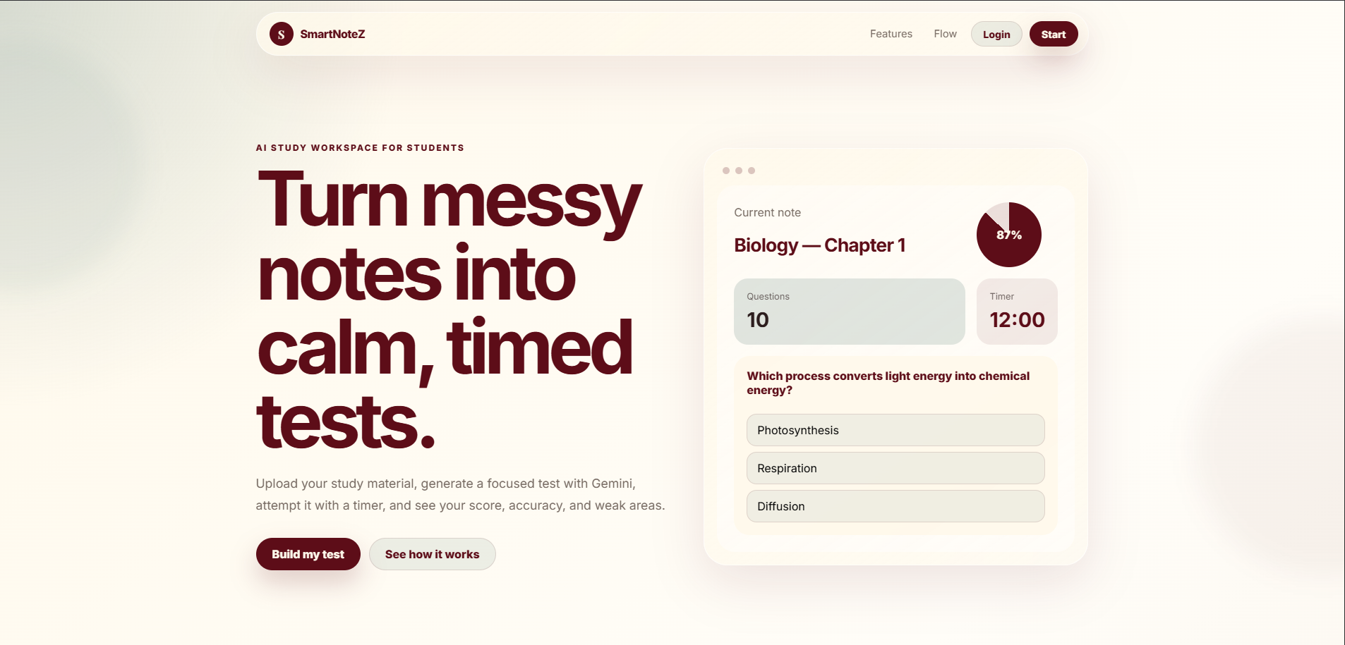 SmartNoteZ student dashboard showing upload section and stats